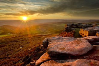 Scenic view from Higger Tor at sunset