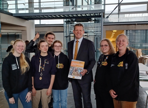 Young people from Stand for Nature with AM at Senedd