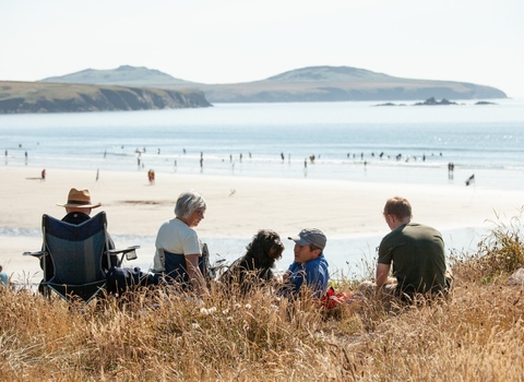 Beach go-ers enjoying the sun